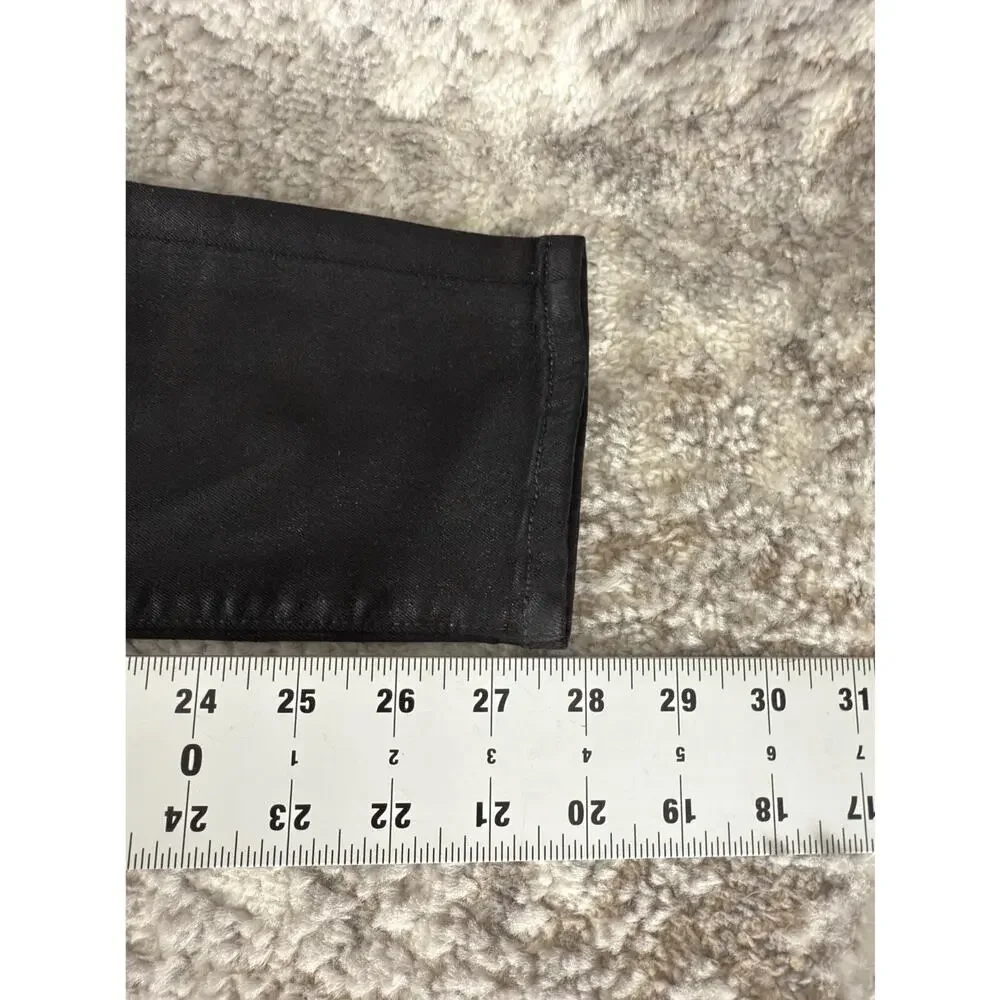 7 For All Mankind Size 27 Distressed Stretch Jeans Black Pants Button Zip Cotton